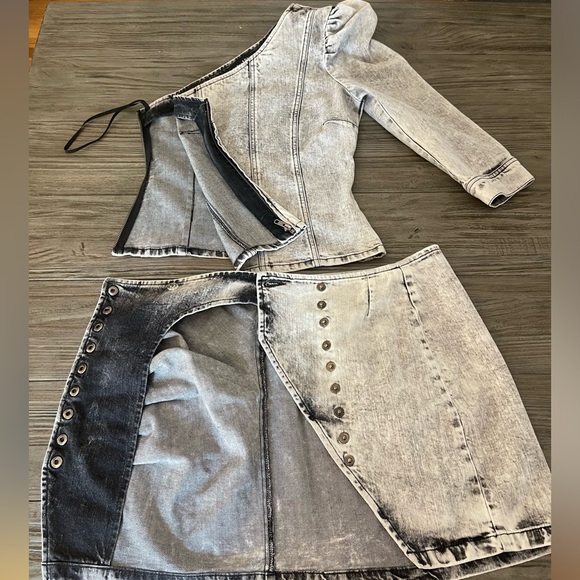 RETROFETE Acid Wash Grey Denim Set - Picture 2 of 13